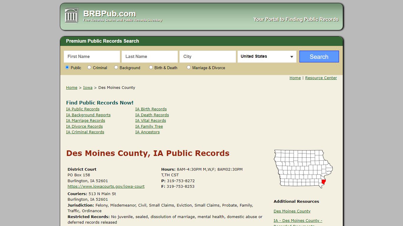 Des Moines County Public Records | Search Iowa Government ...