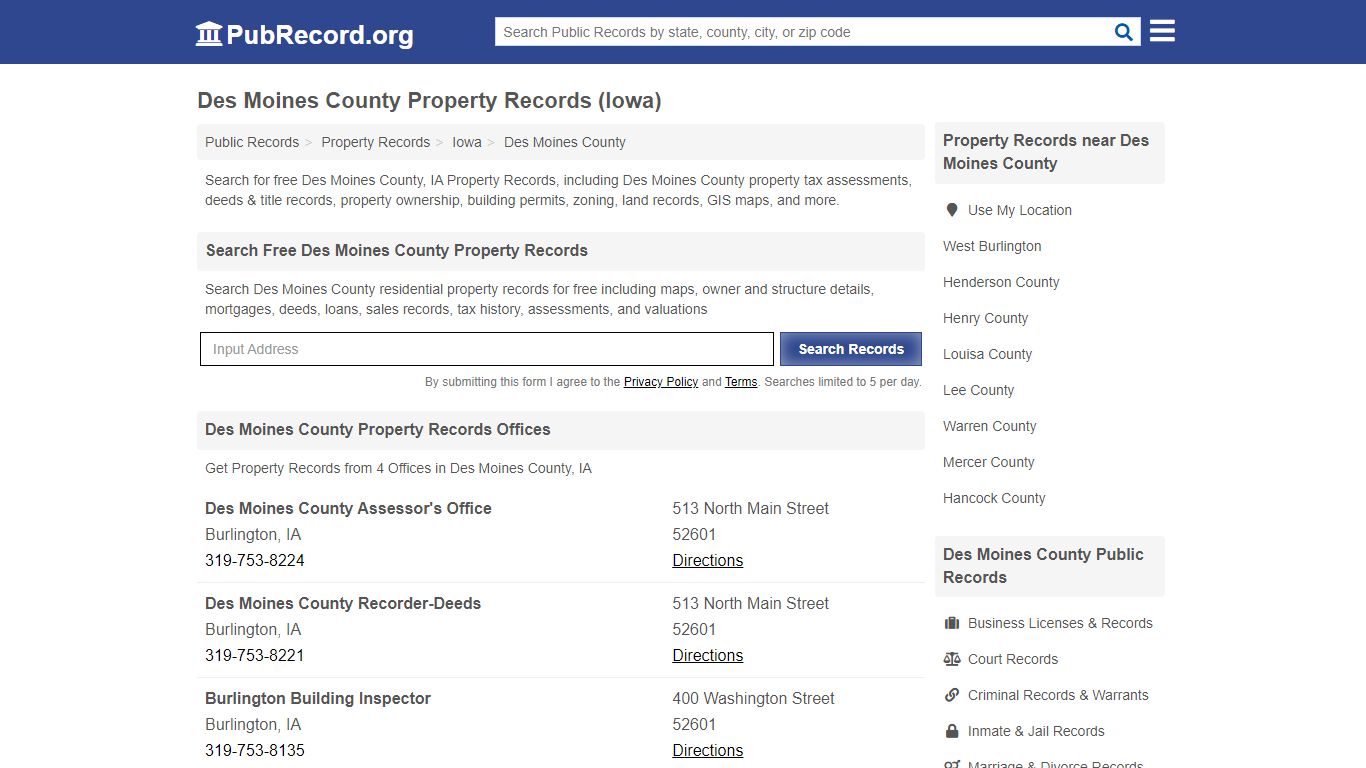 Des Moines County Property Records (Iowa) - Public Record