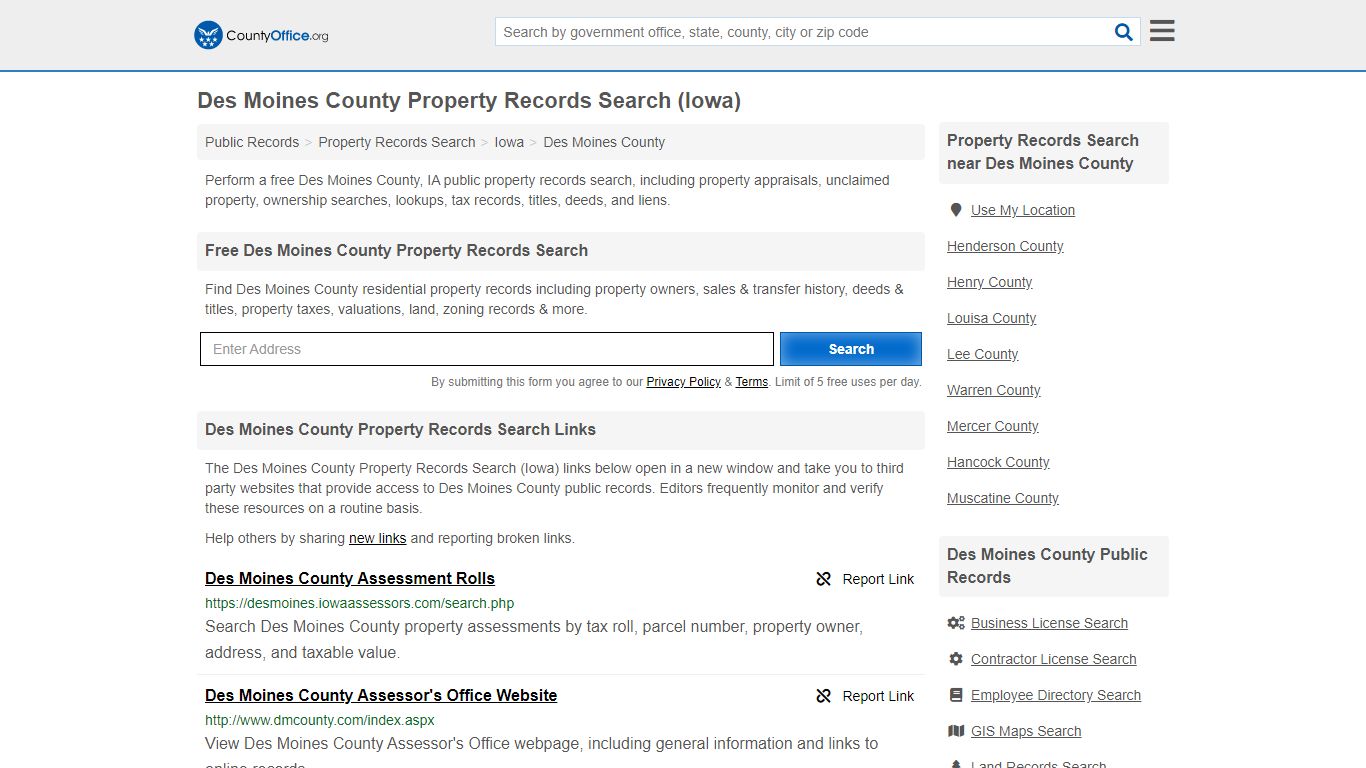 Property Records Search - Des Moines County, IA ...